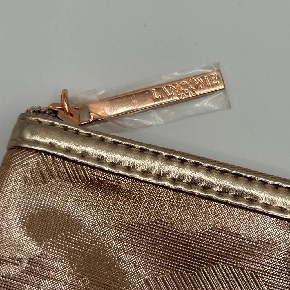 Lancome Paris Cosmetic Bag Makeup Pouch Travel Accessory Rose Gold‎ Army NWOT